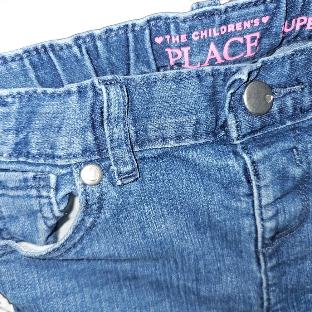 The Children's Place Super Skinny Jeans Girls 5T Blue Excellent Elastic Waist